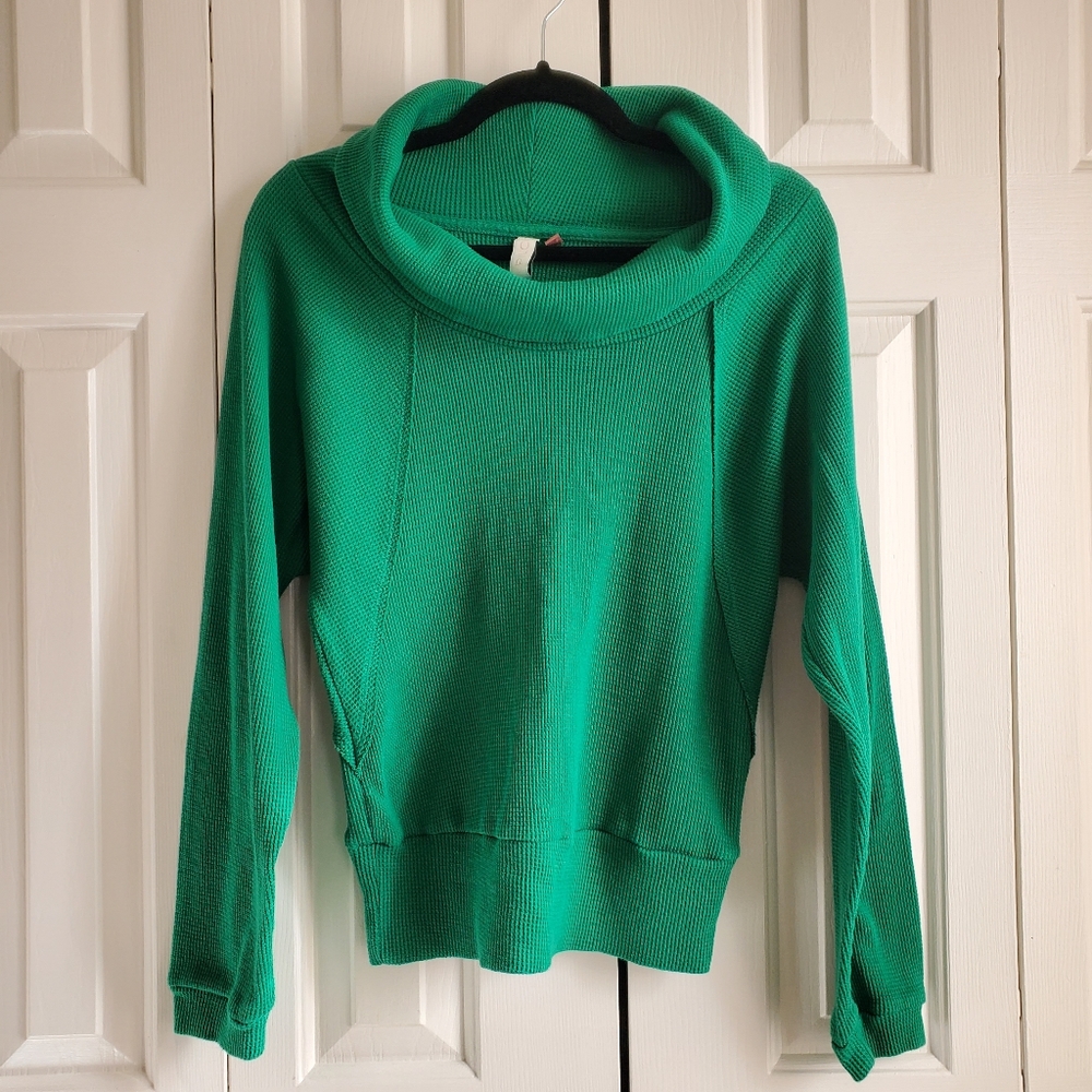 Anthropologie Pilcro Cowl Neck Thermal GORGEOUS Emerald Green Sz M